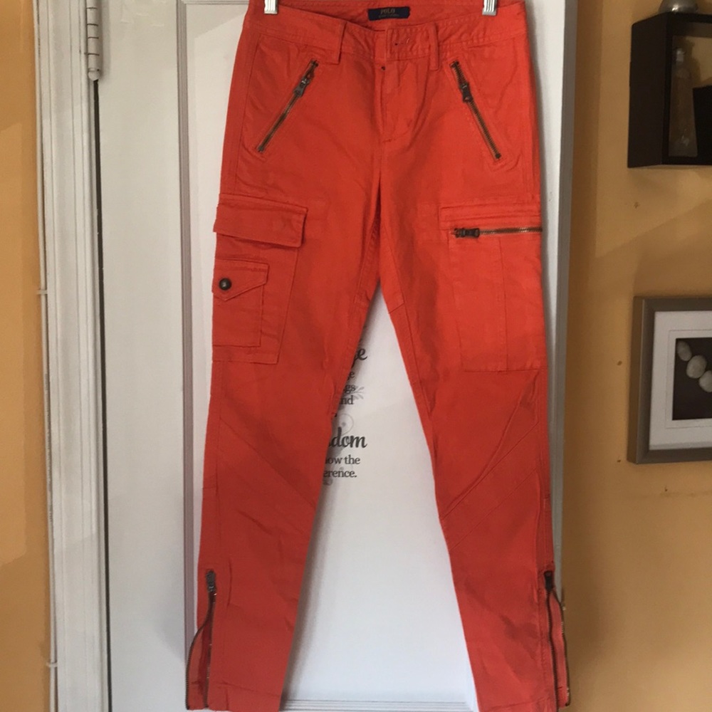 Almost a burnt orange polo by Ralph Lauren pants